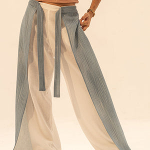 Blue Two Side Linen Pants