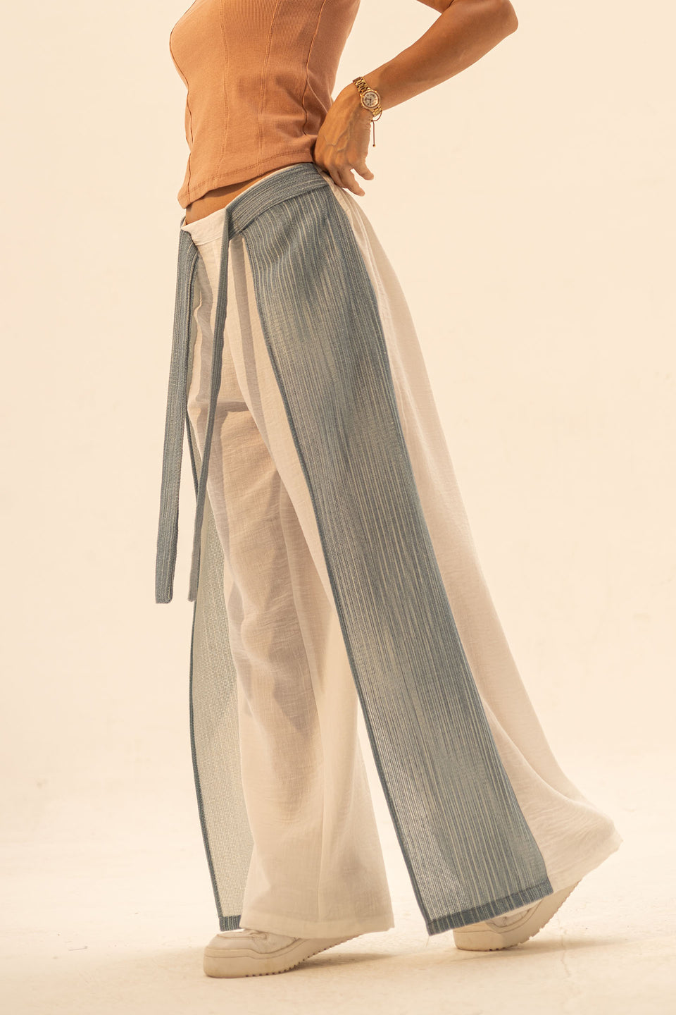 Blue Two Side Linen Pants