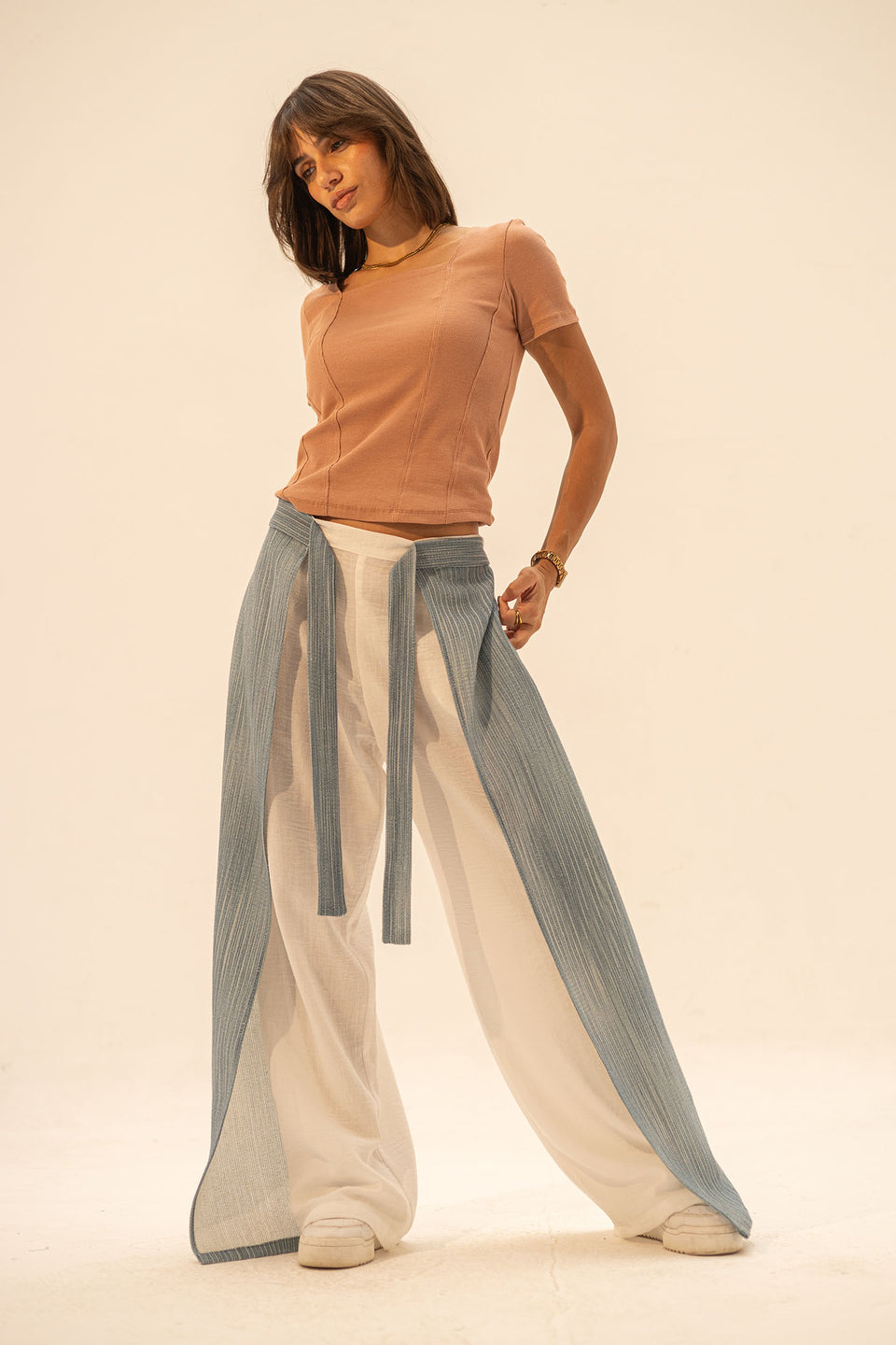Blue Two Side Linen Pants
