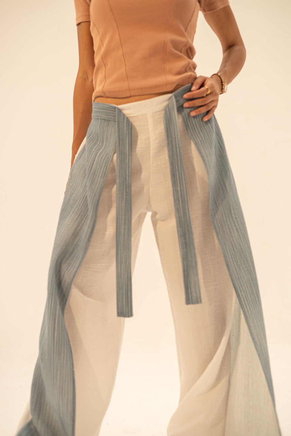Blue Two Side Linen Pants