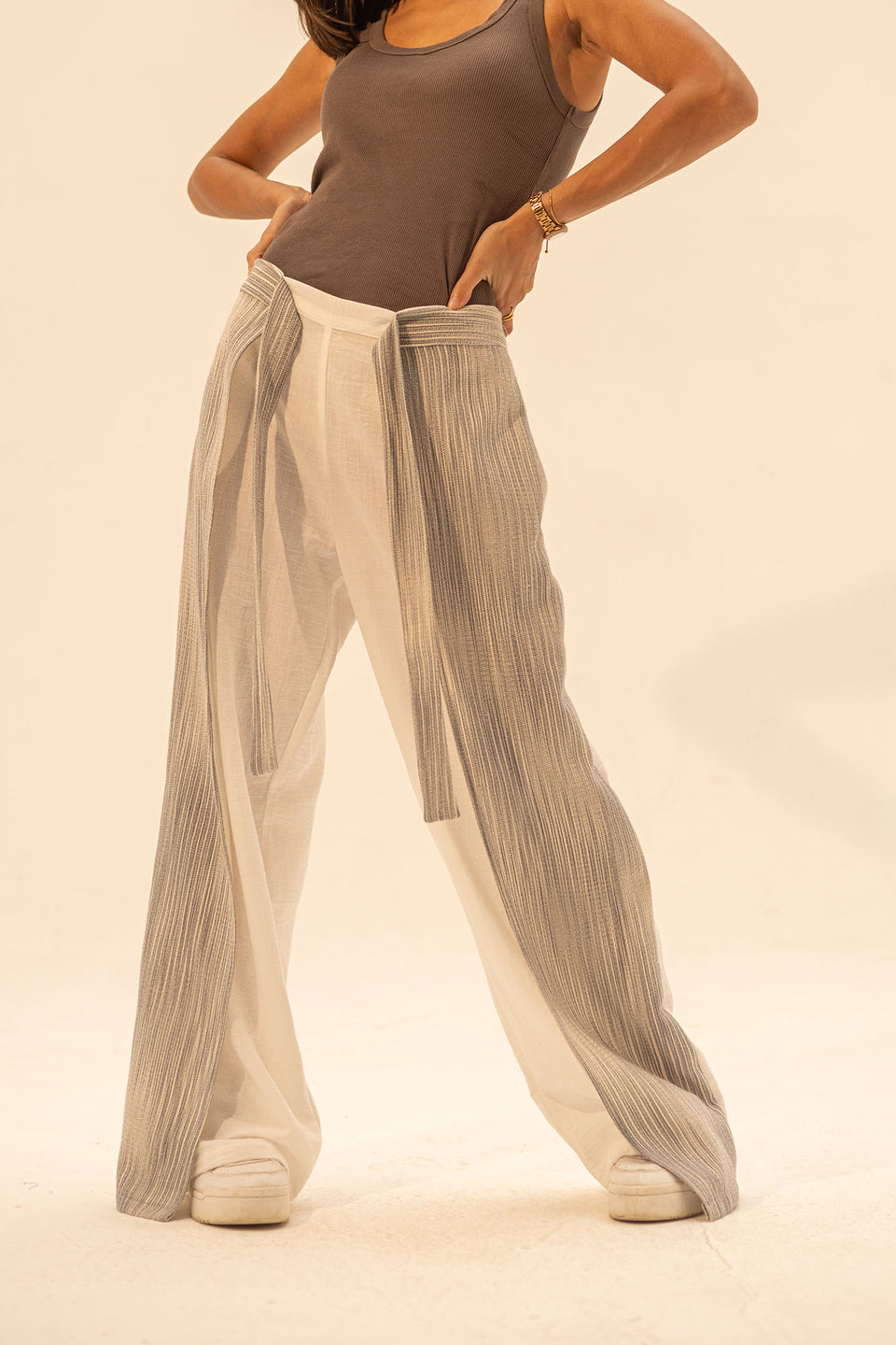 Grey Two Side Linen Pants