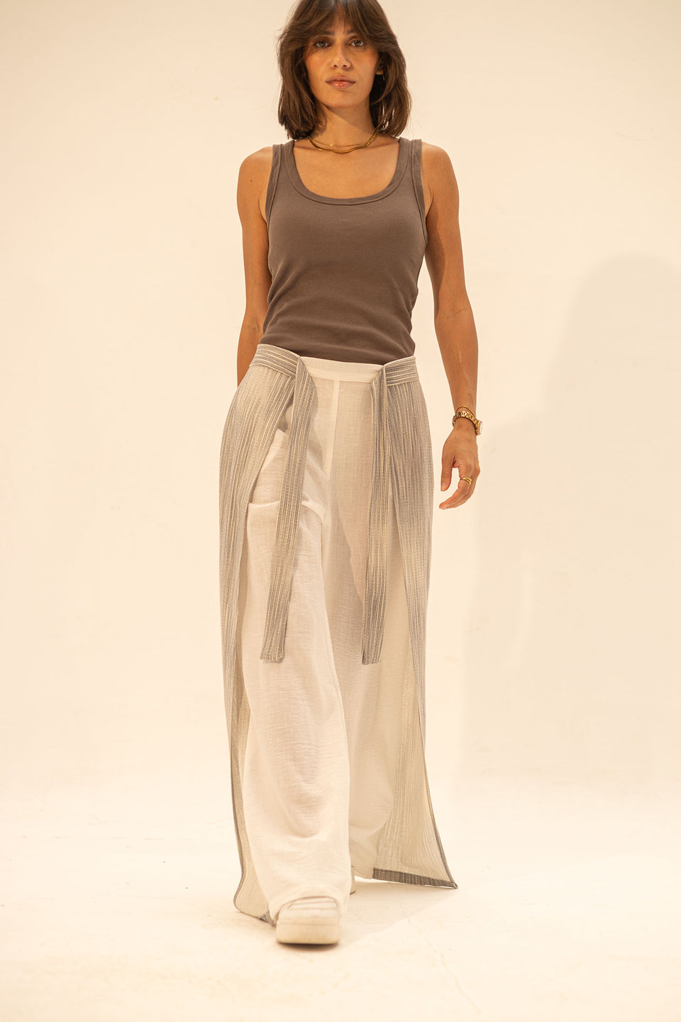 Grey Two Side Linen Pants