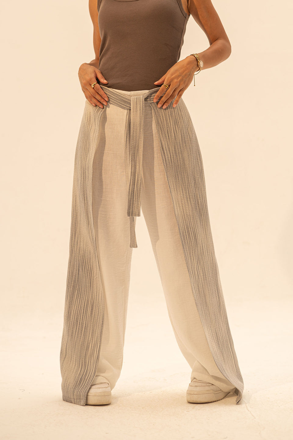 Grey Two Side Linen Pants