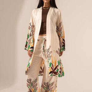 Beige Tropical Print Co-Ord Set