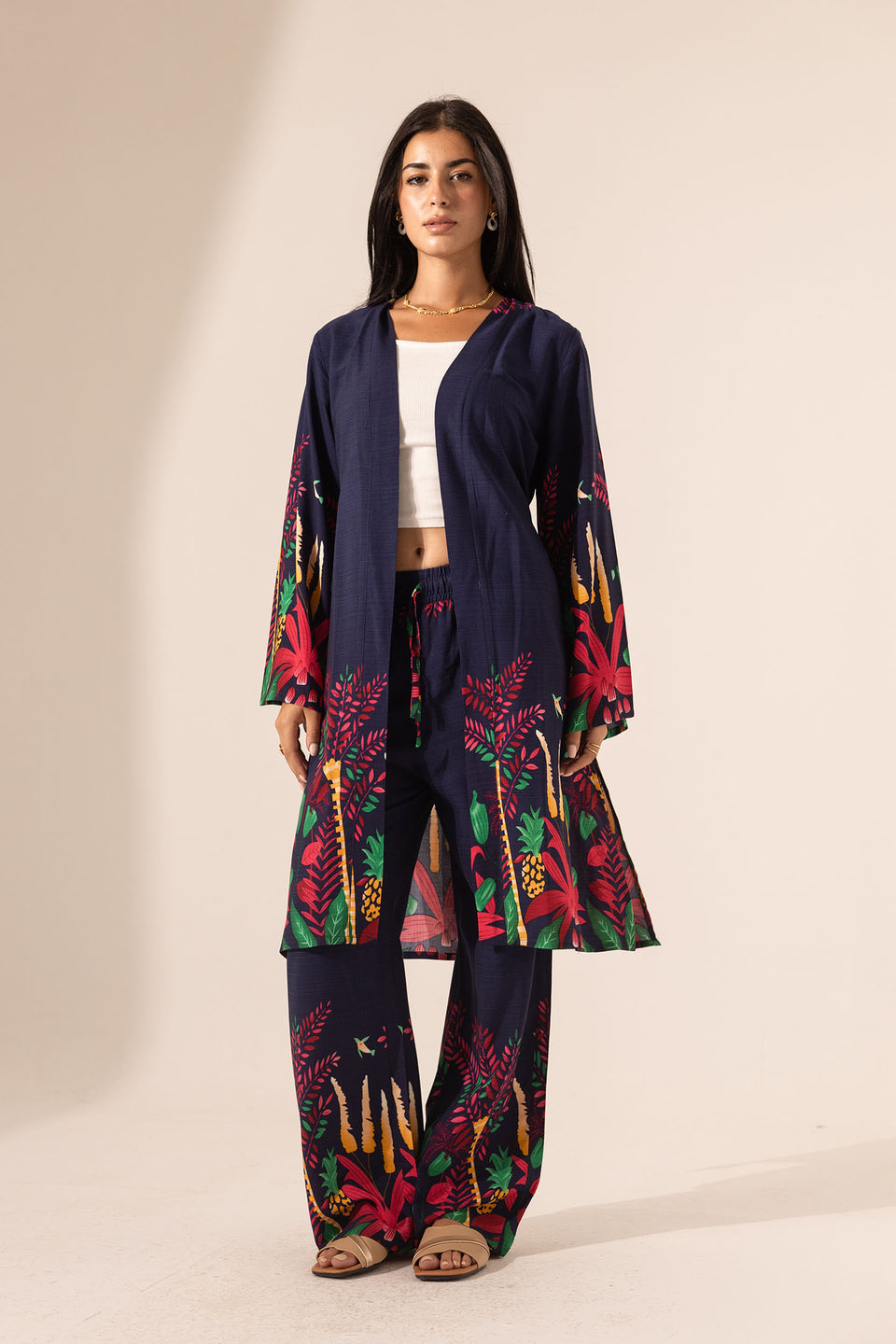 Navy Tropical Print Co-Ord Set