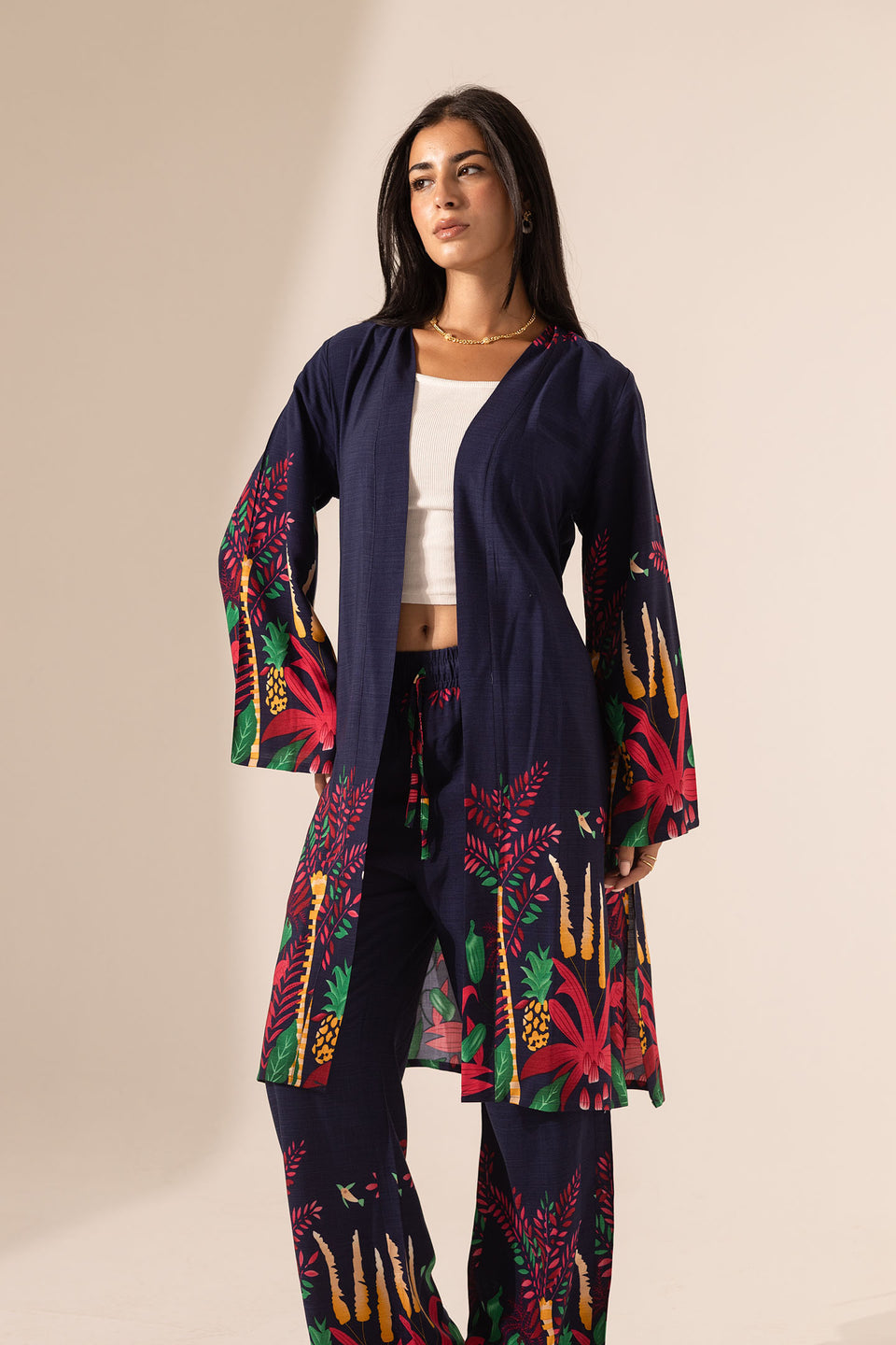 Navy Tropical Print Co-Ord Set
