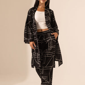 Black Geometric Print Co-Ord Set