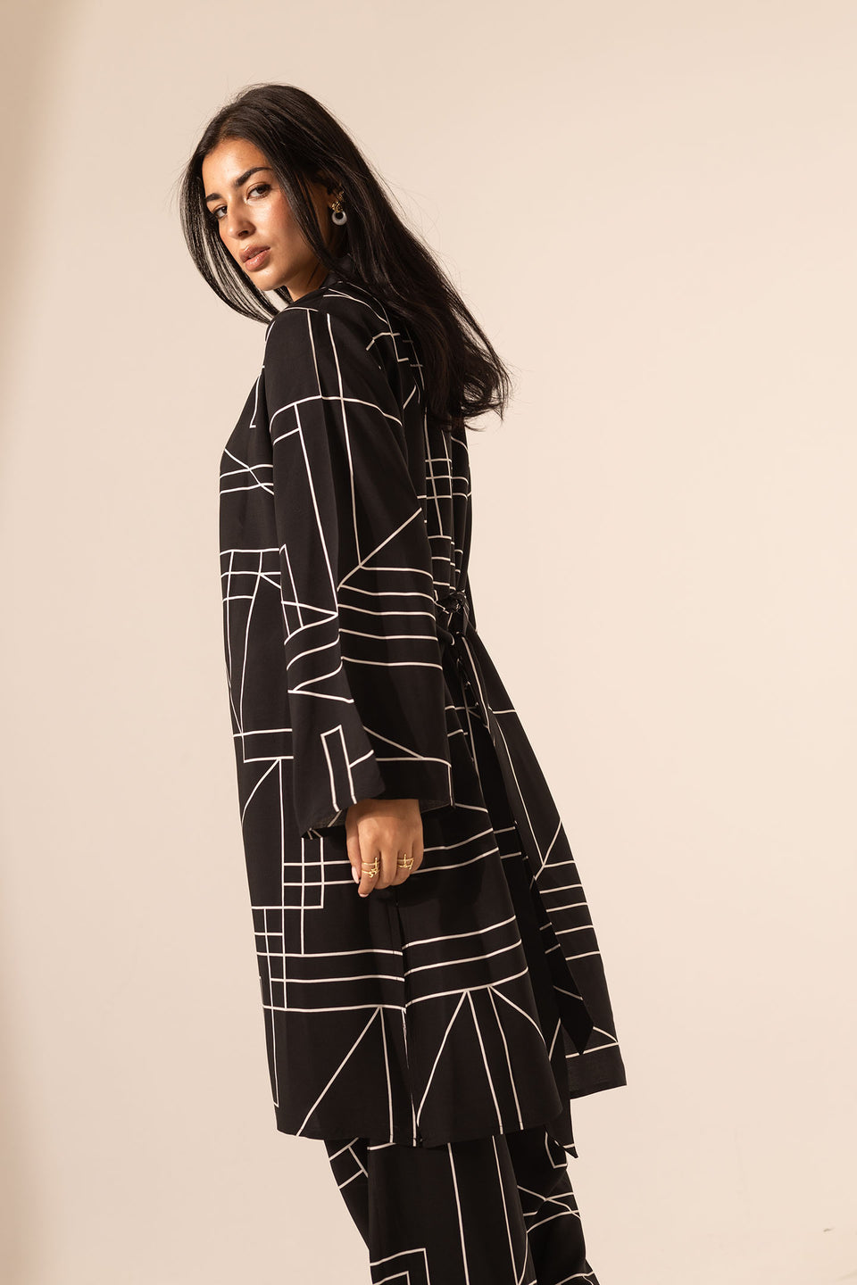 Black Geometric Print Co-Ord Set