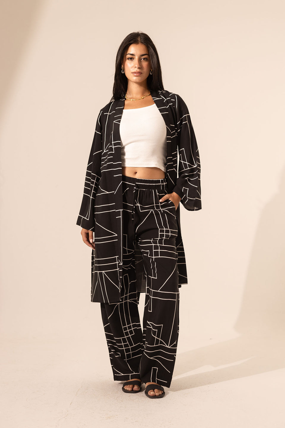 Black Geometric Print Co-Ord Set