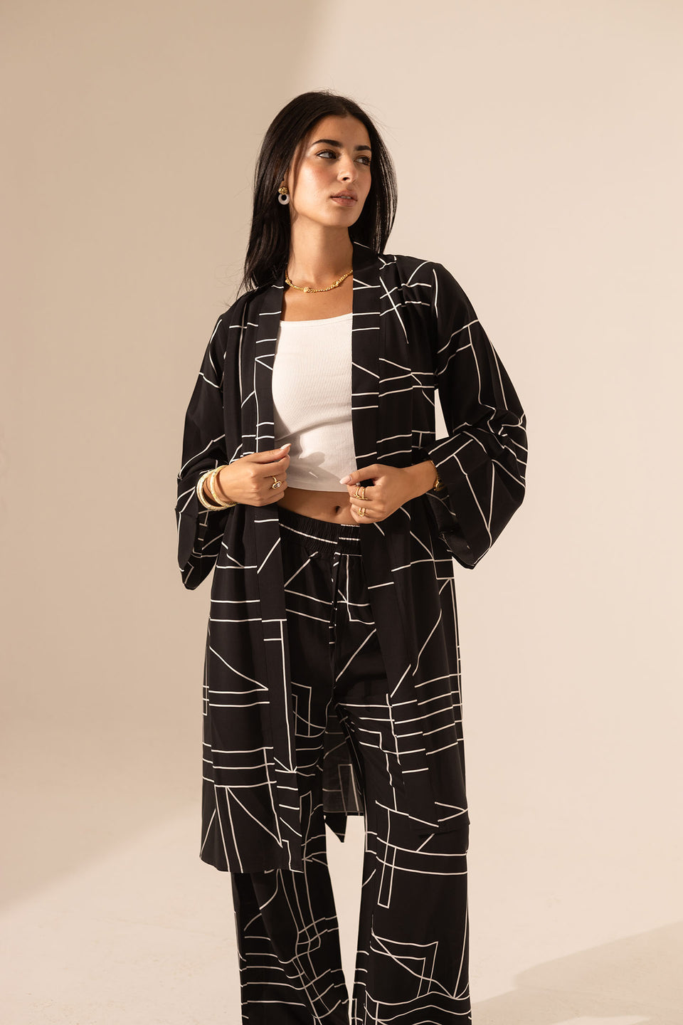 Black Geometric Print Co-Ord Set