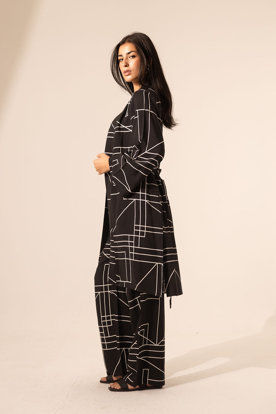 Black Geometric Print Co-Ord Set