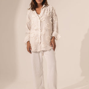 Brown Frayed Stripe Oversized Shirt