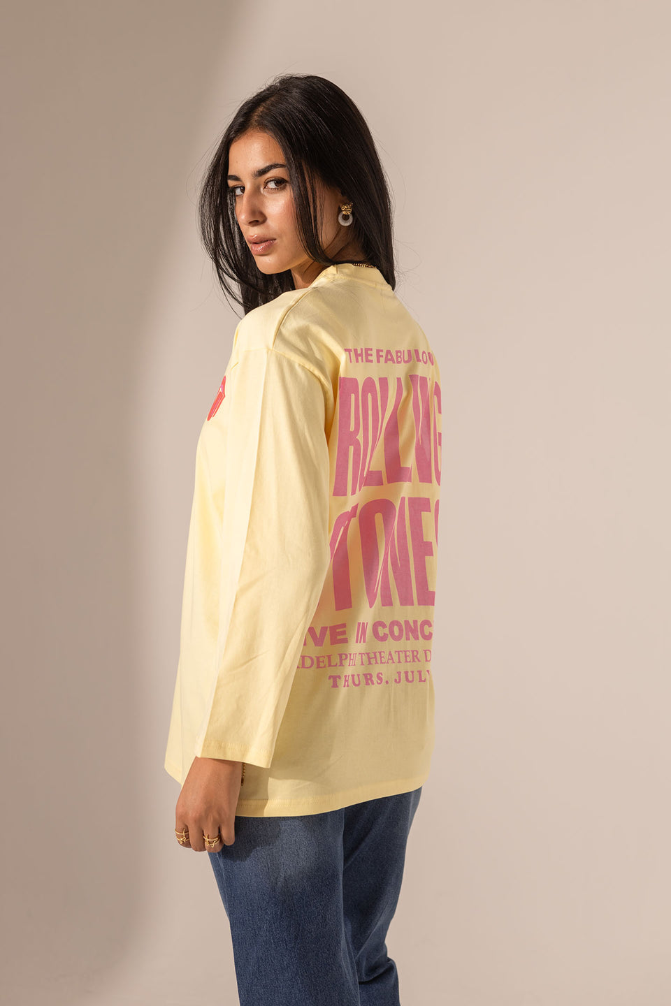 Yellow Printed Long Sleeves T-Shirt