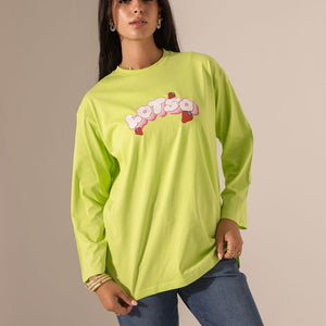 Lime Printed Long Sleeves T-Shirt