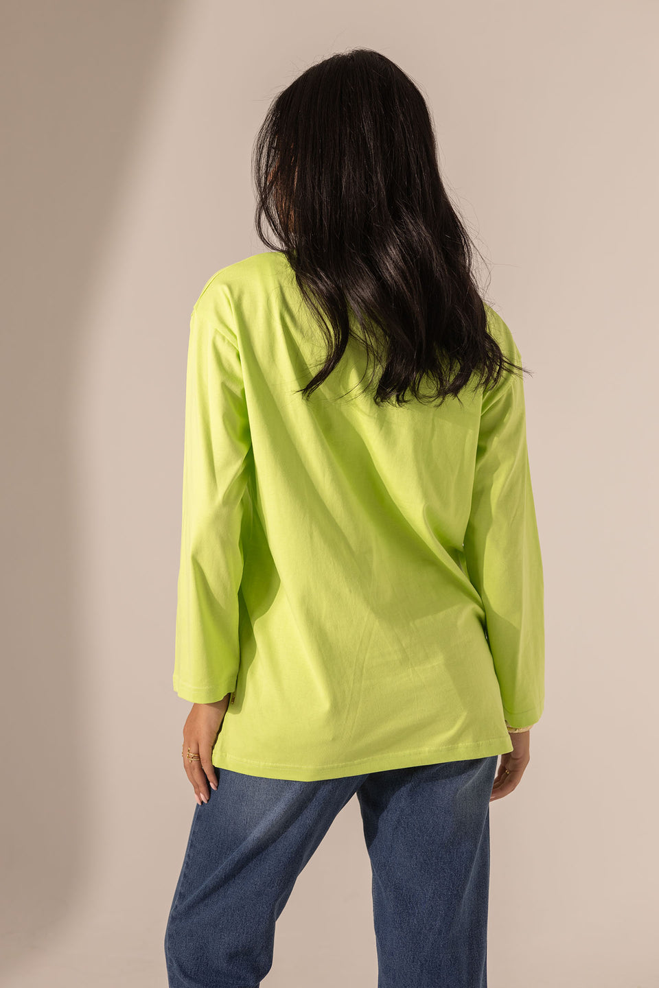 Lime Printed Long Sleeves T-Shirt