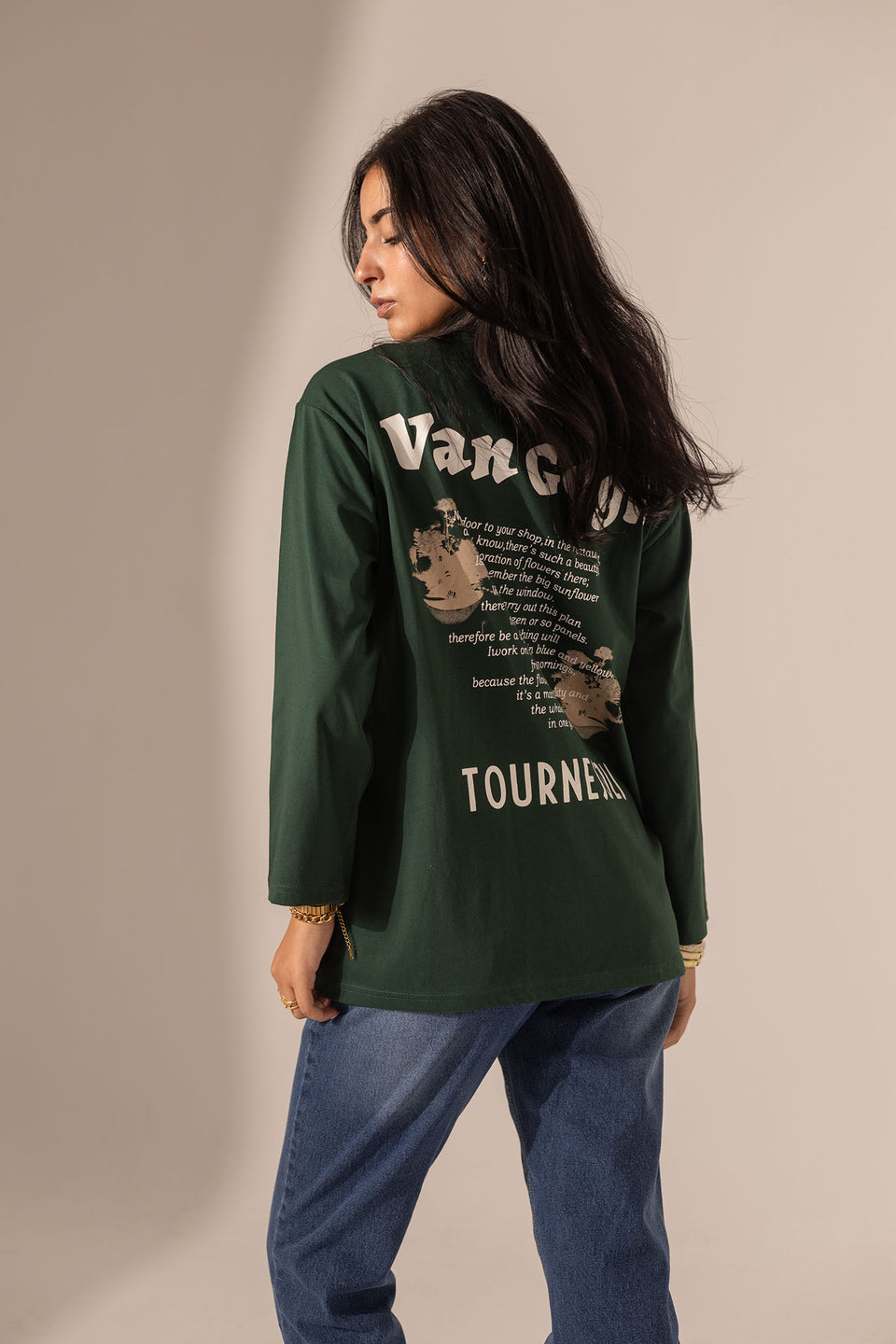 Olive Printed Long Sleeves T-Shirt