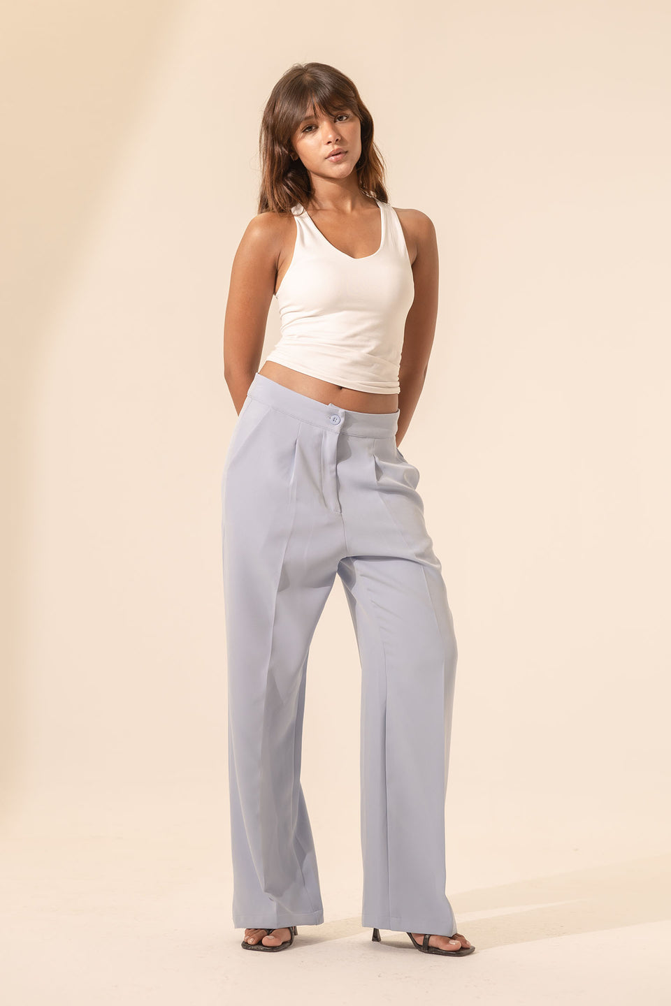 Blue Formal Wide Leg Pants