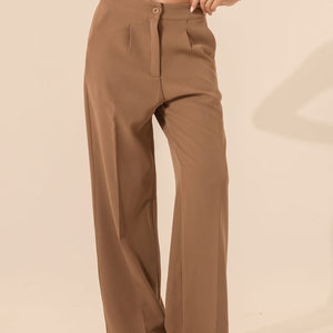 Brown Formal Wide Leg Pants