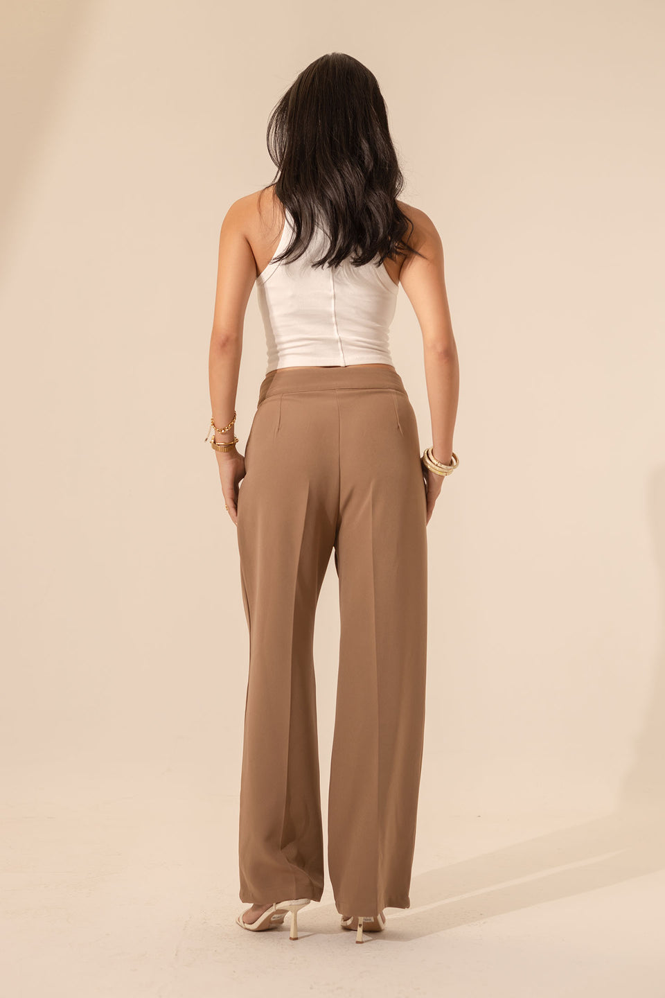 Brown Formal Wide Leg Pants