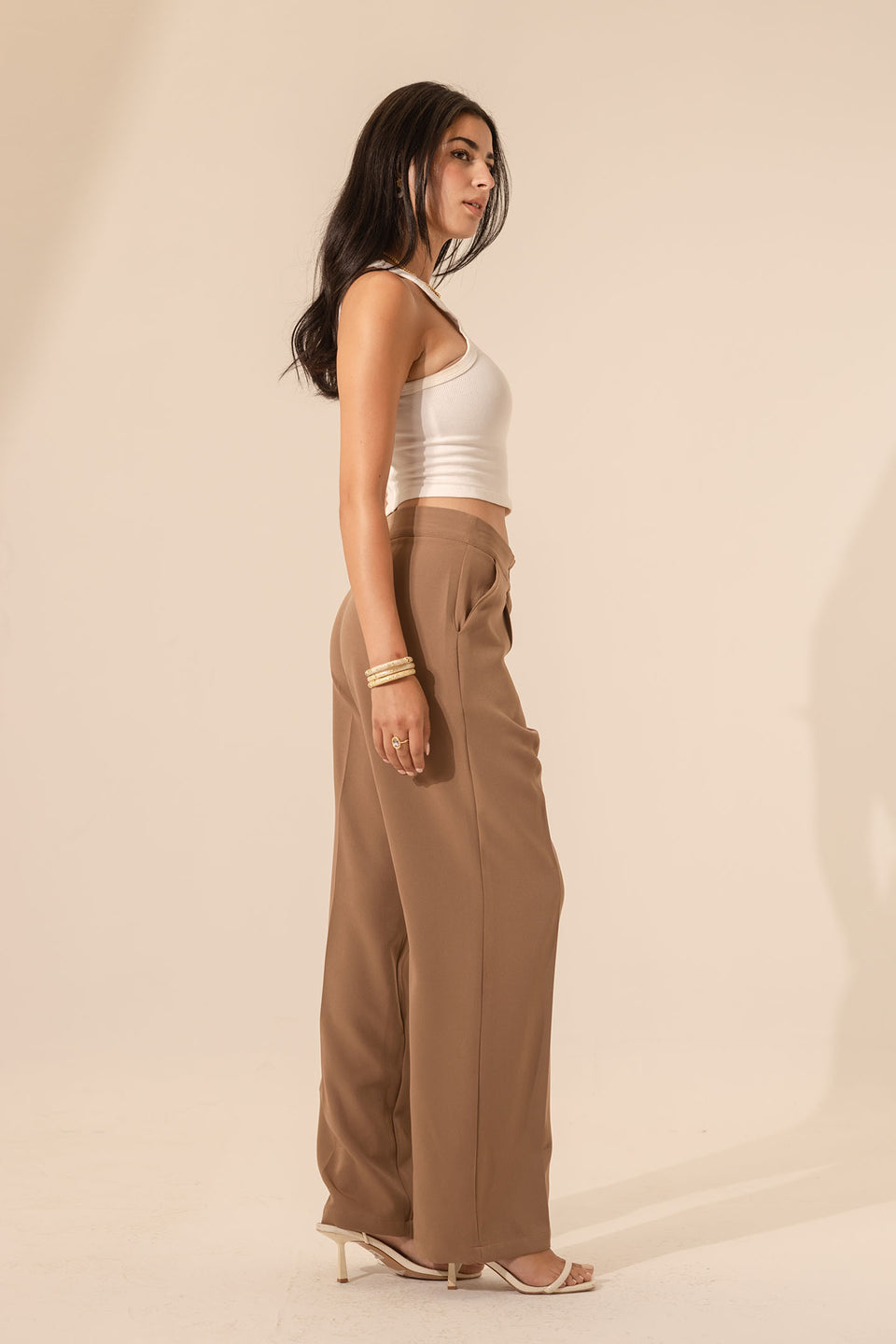Brown Formal Wide Leg Pants