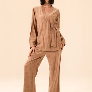 Coffe Linen Tied Set