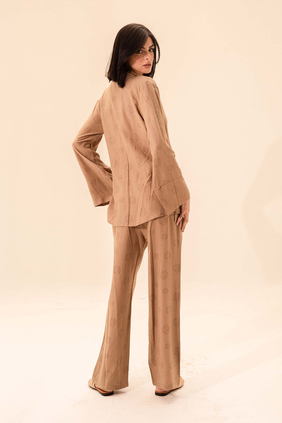 Coffe Linen Tied Set
