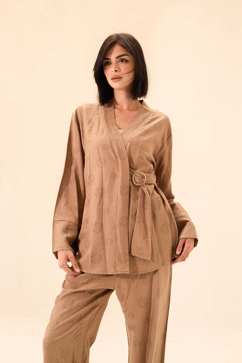 Coffe Linen Tied Set
