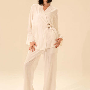 White Linen Tied Set