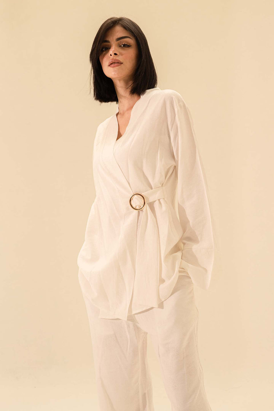 White Linen Tied Set