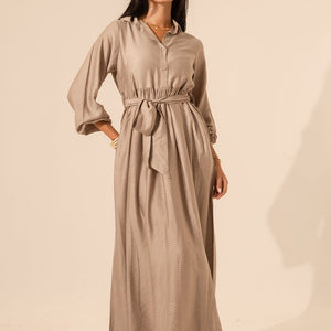 Coffe Collared Maxi Dress