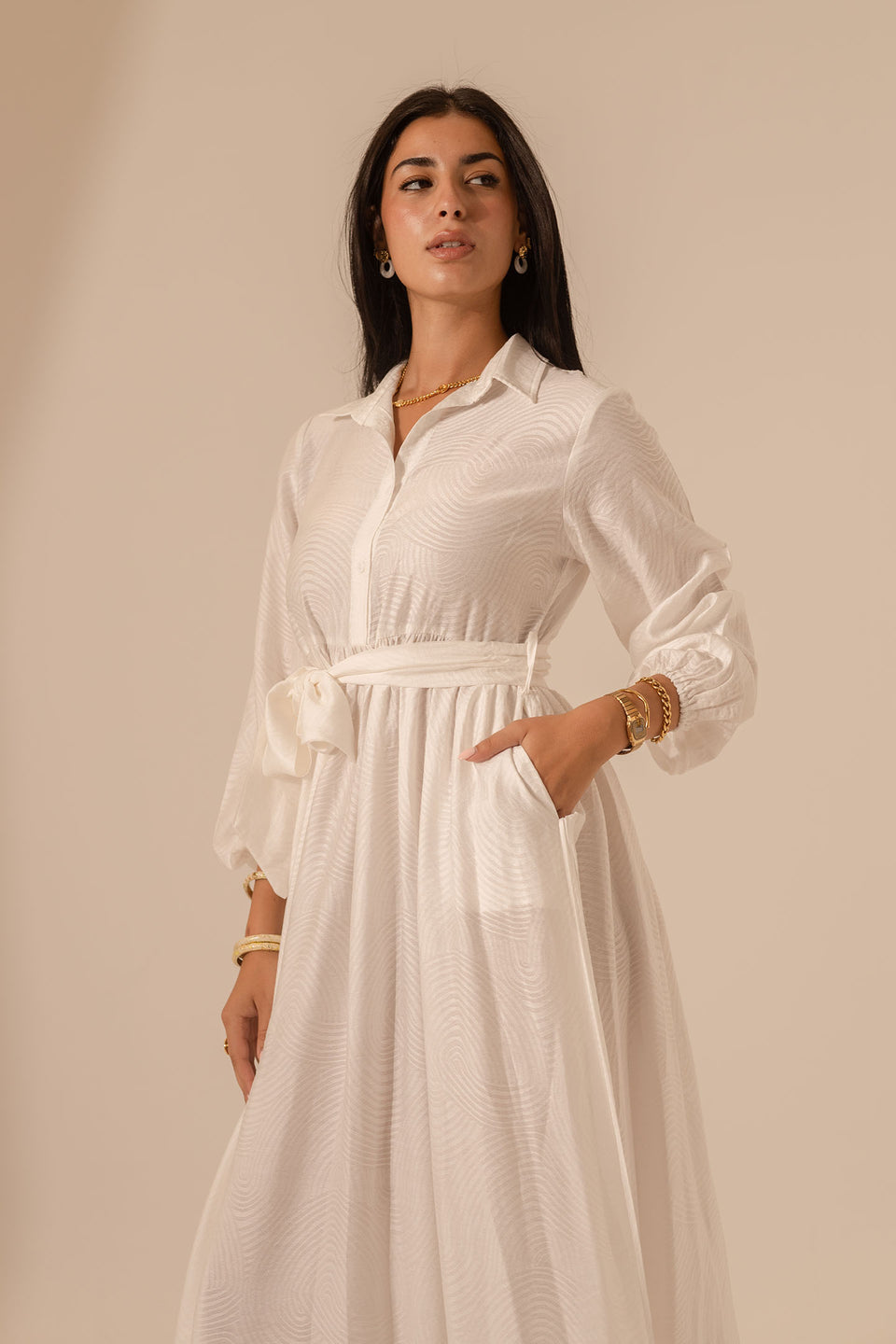 White Collared Maxi Dress