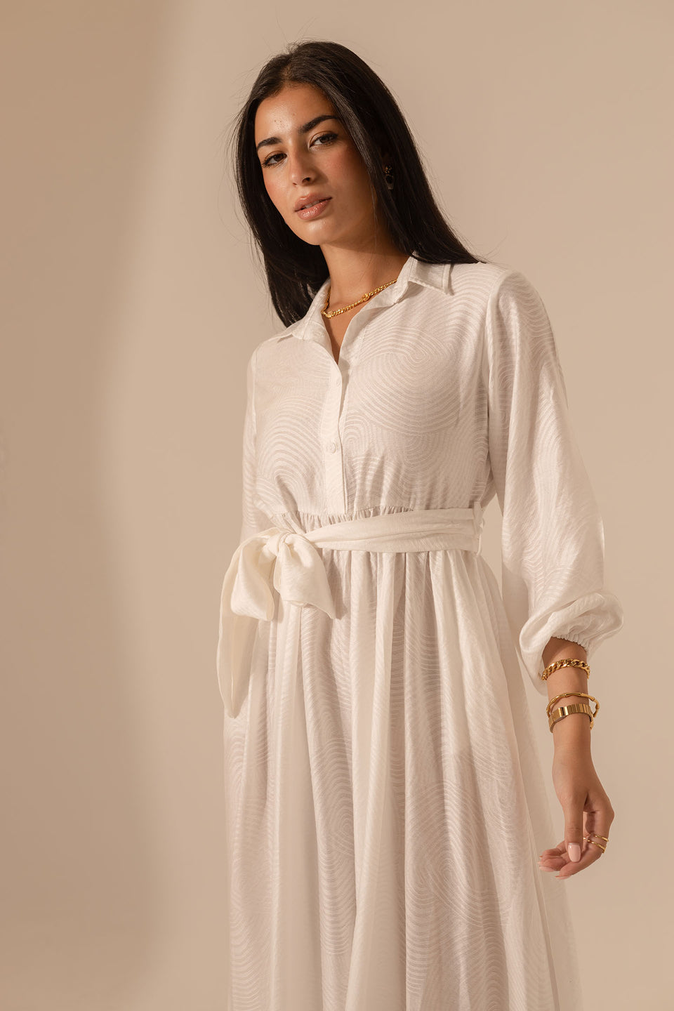 White Collared Maxi Dress