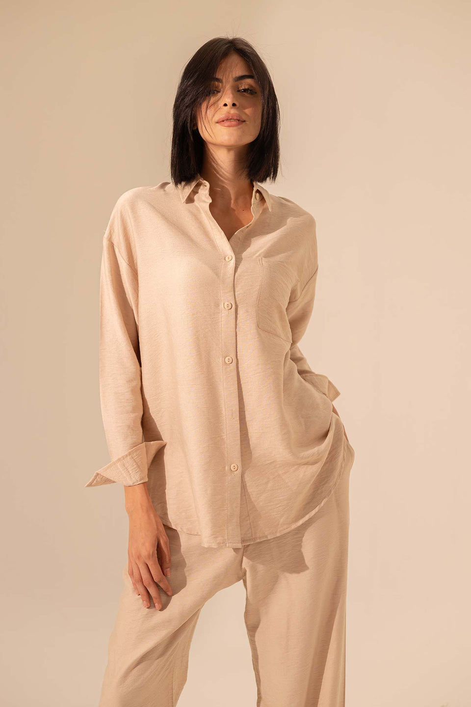 Beige Summer Linen Shirt