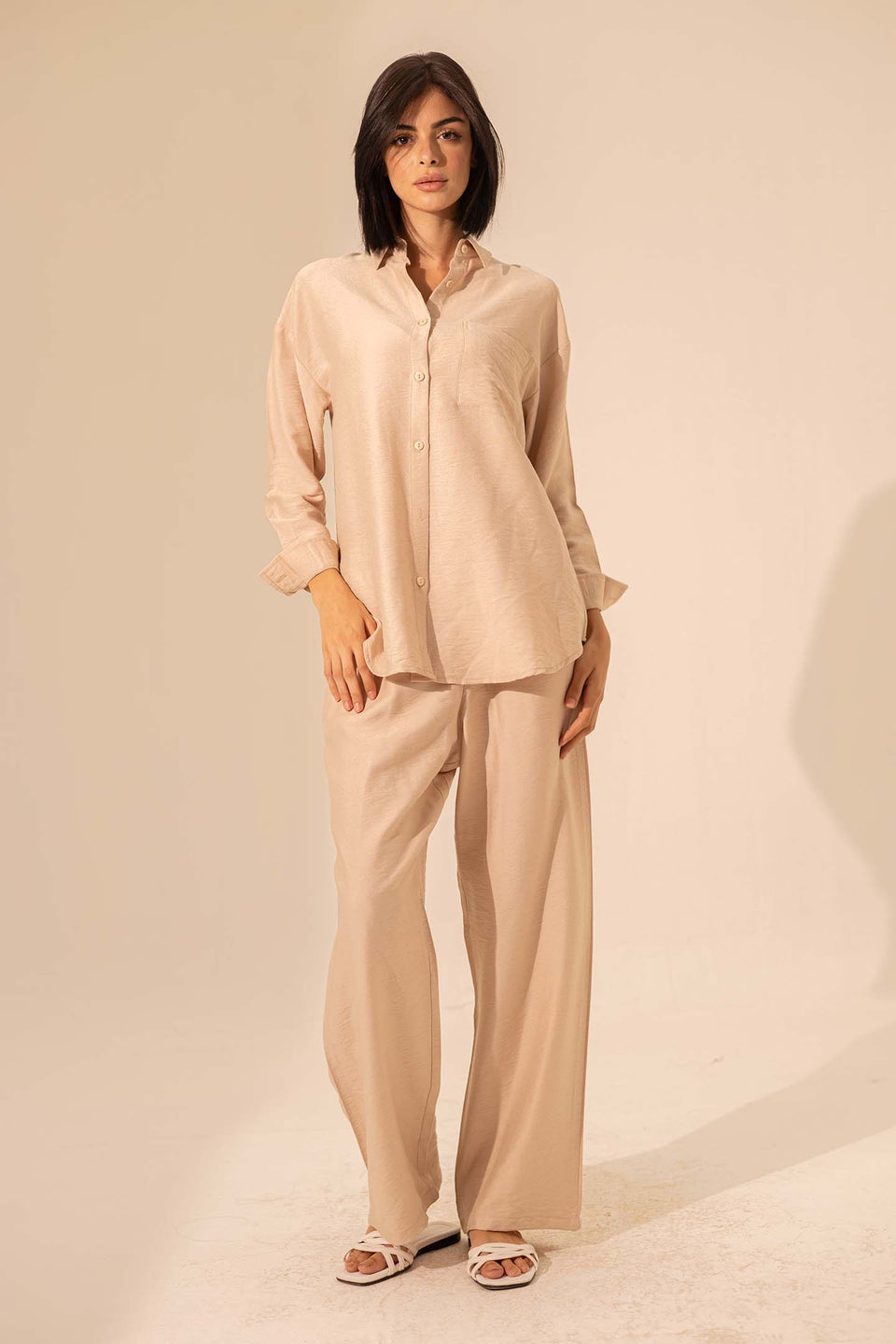 Beige Summer Linen Shirt
