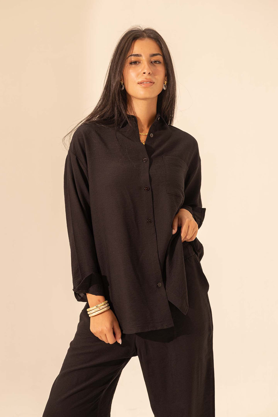Black Summer Linen Shirt