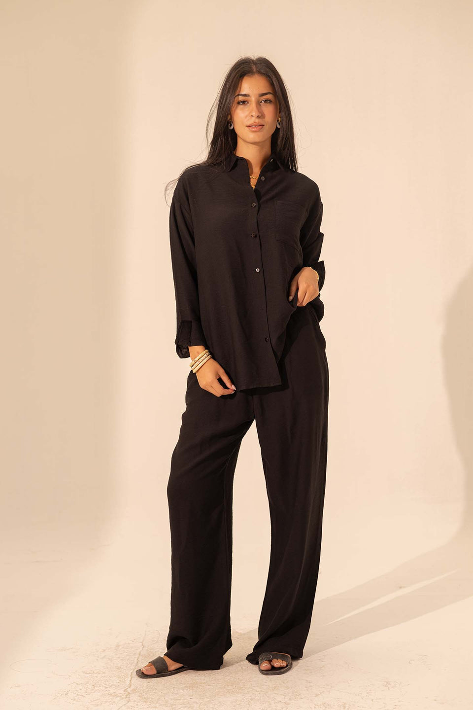 Black Summer Linen Shirt