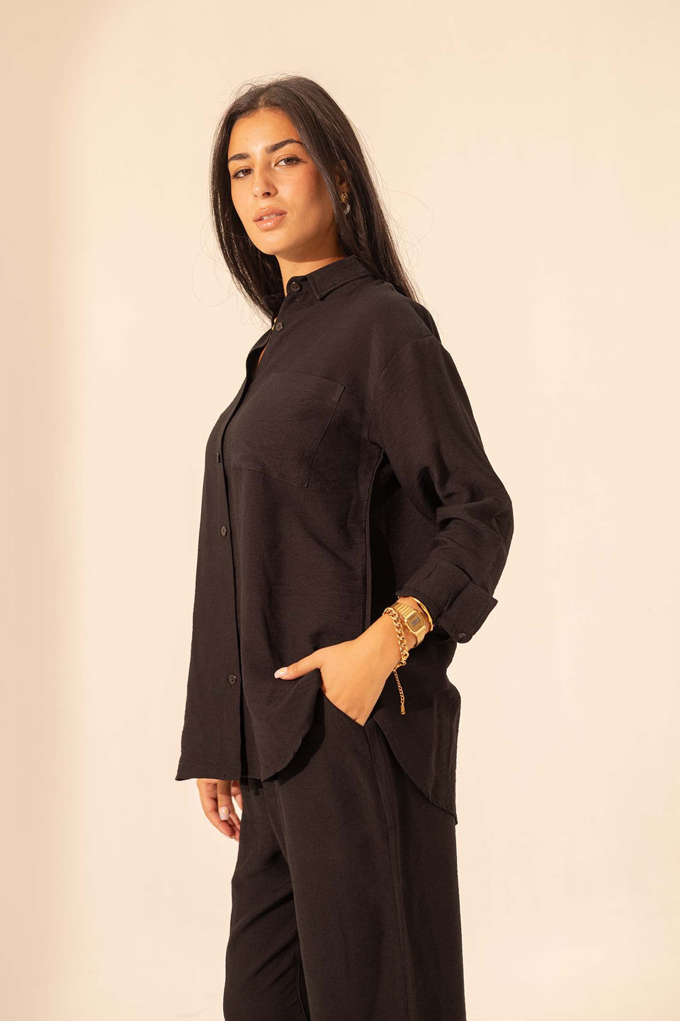 Black Summer Linen Shirt