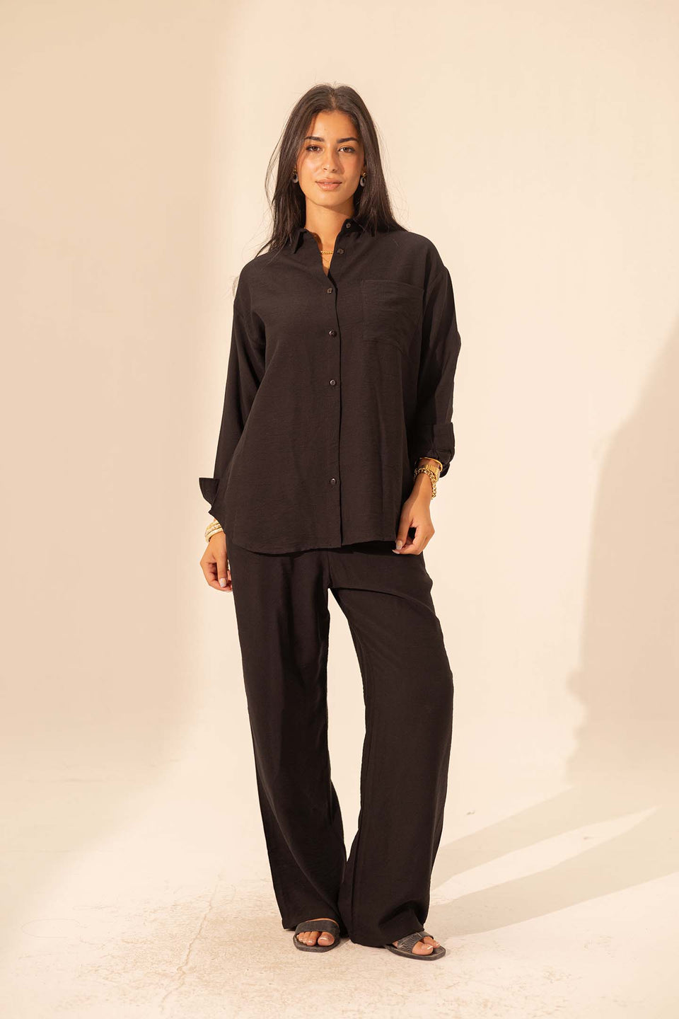 Black Summer Linen Shirt