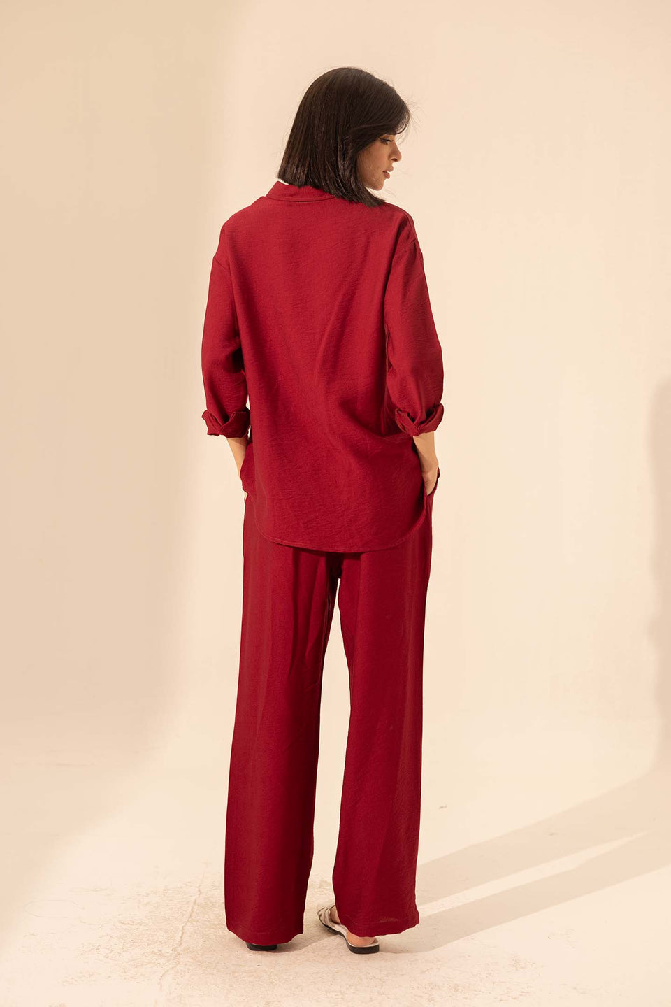 Burgundy Summer Linen Shirt