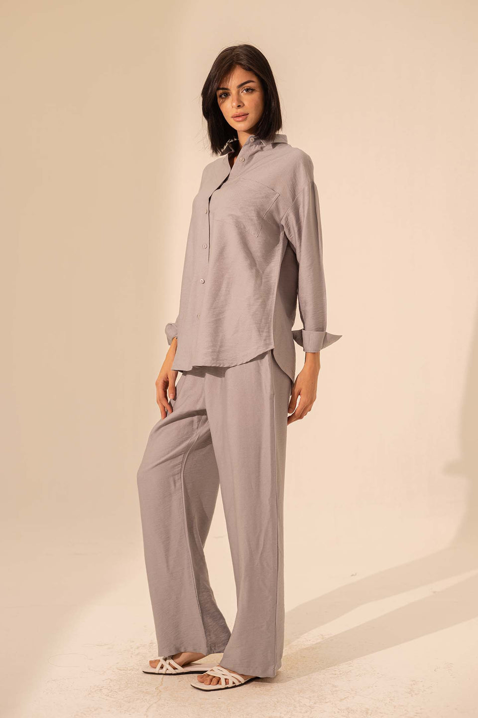 Grey Summer Linen Shirt