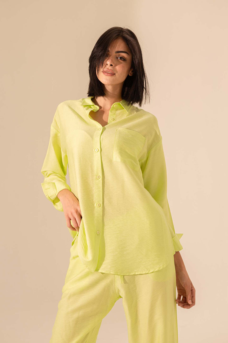 Lime Summer Linen Shirt