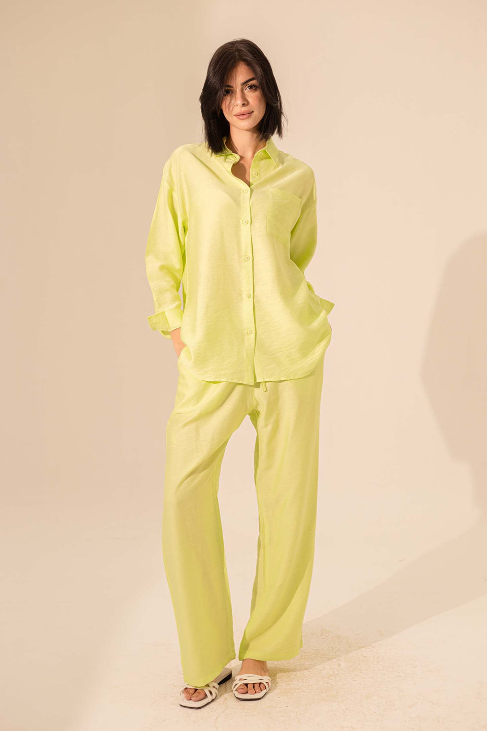 Lime Summer Linen Shirt