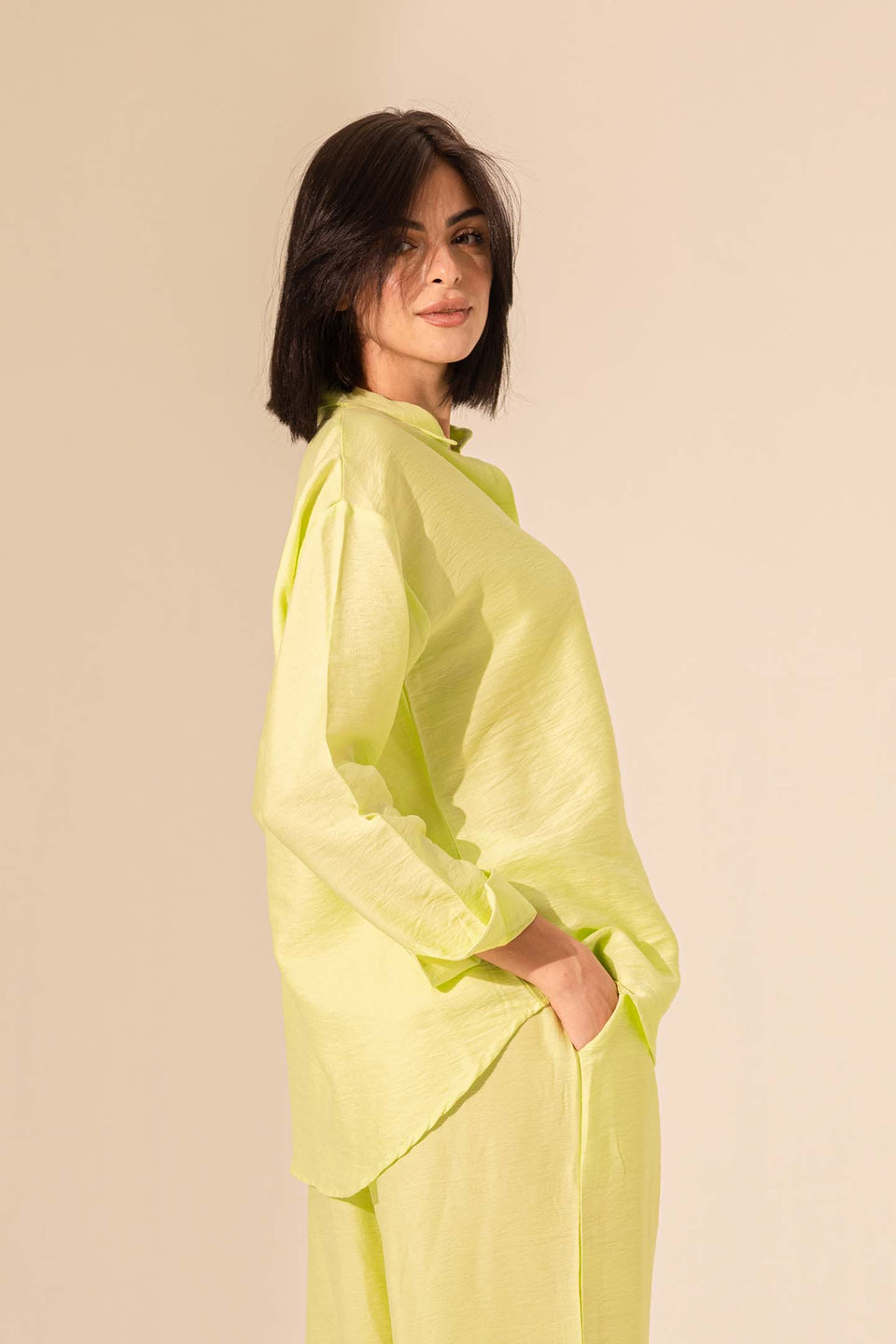 Lime Summer Linen Shirt