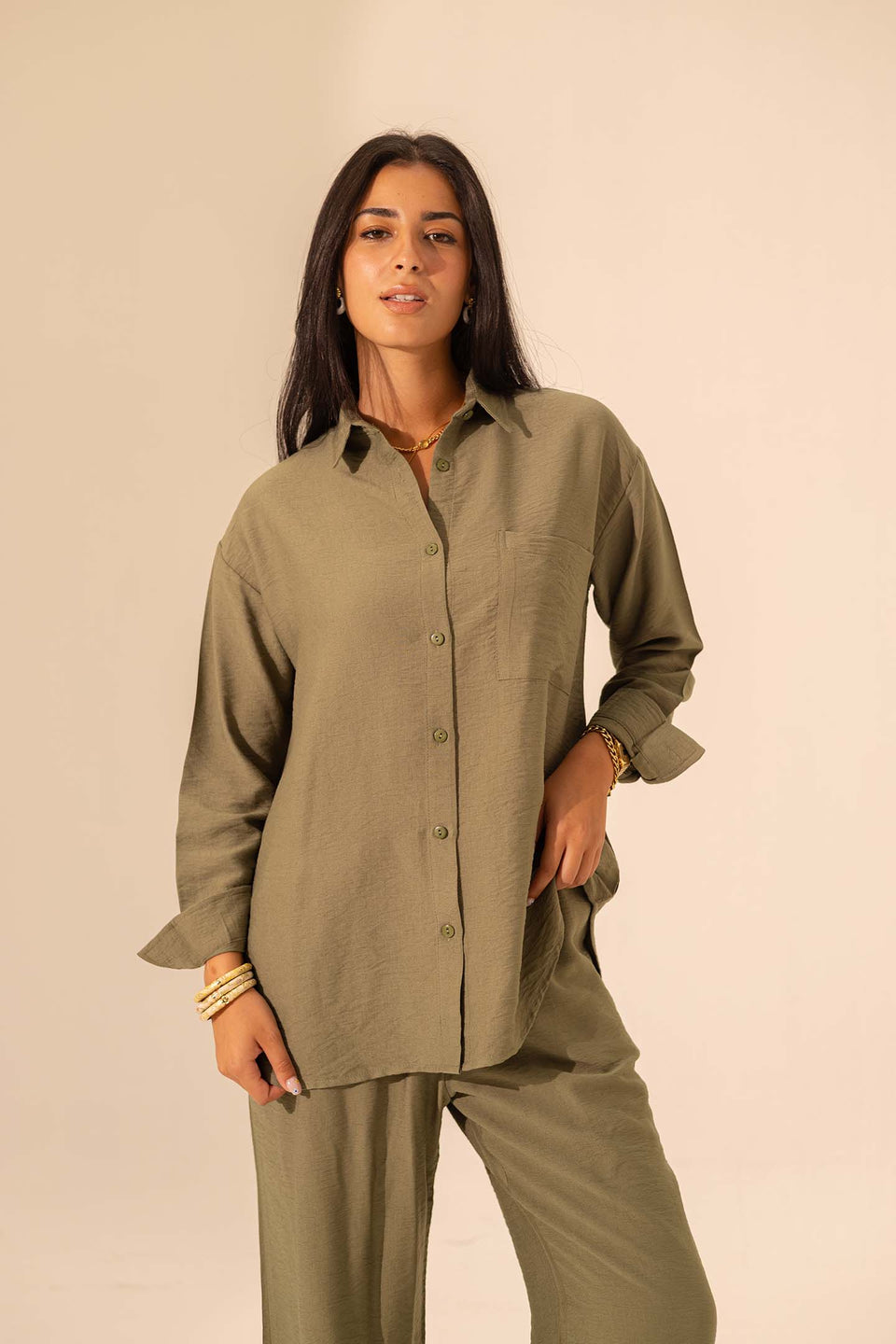 Olive Summer Linen Shirt