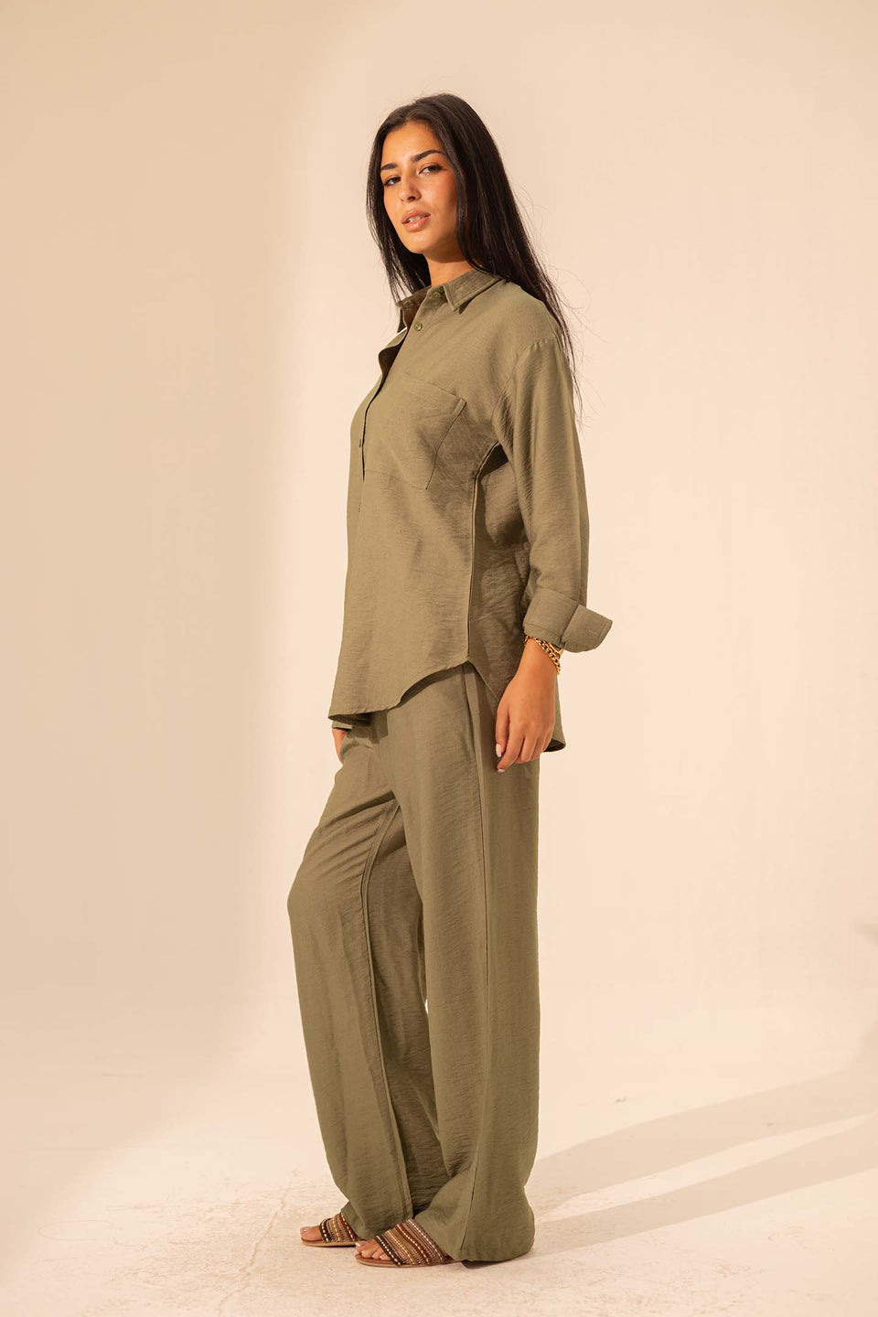 Olive Summer Linen Shirt