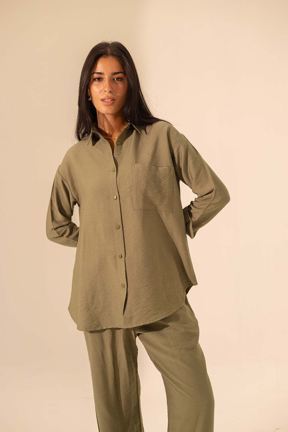 Olive Summer Linen Shirt