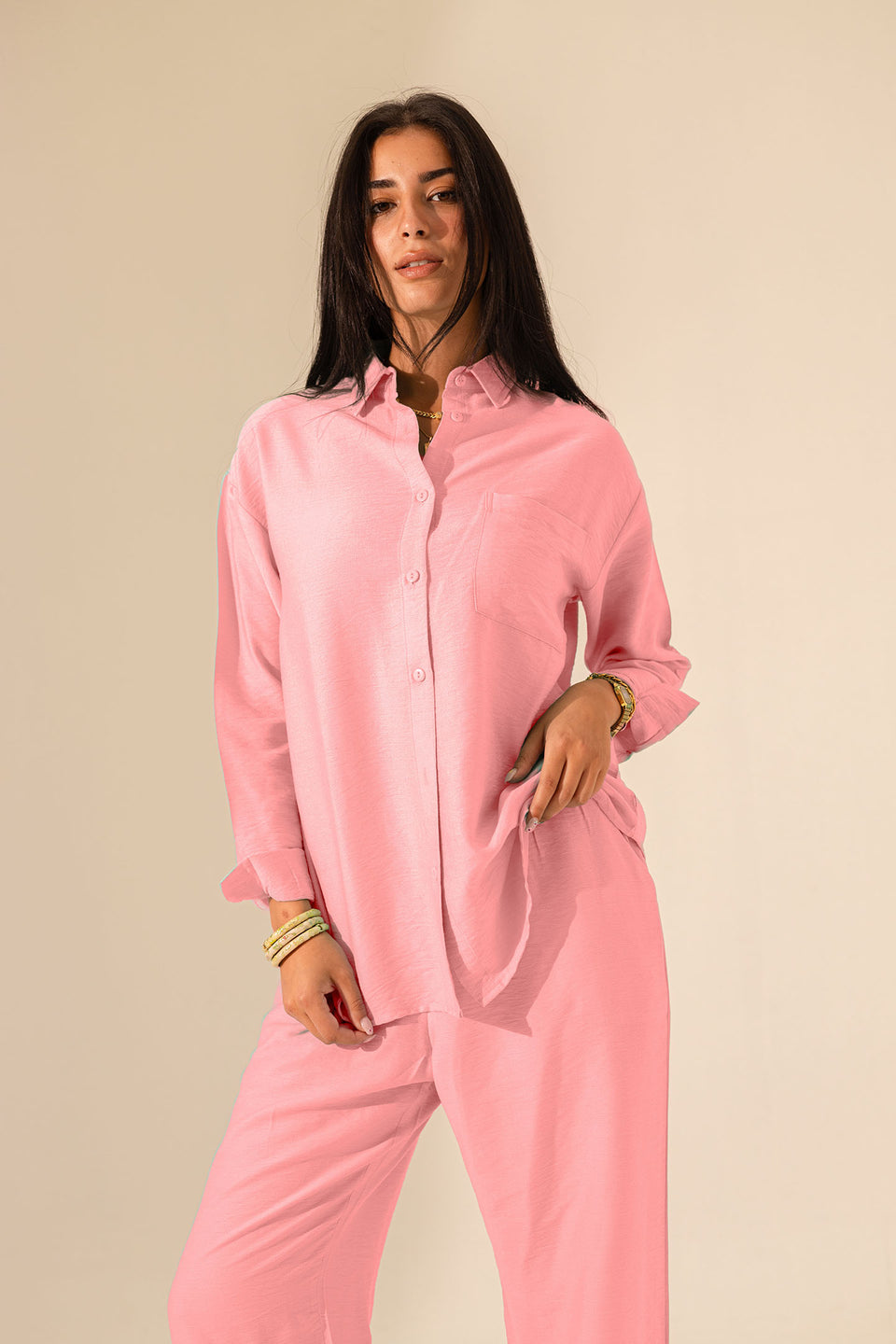 Pink Summer Linen Shirt