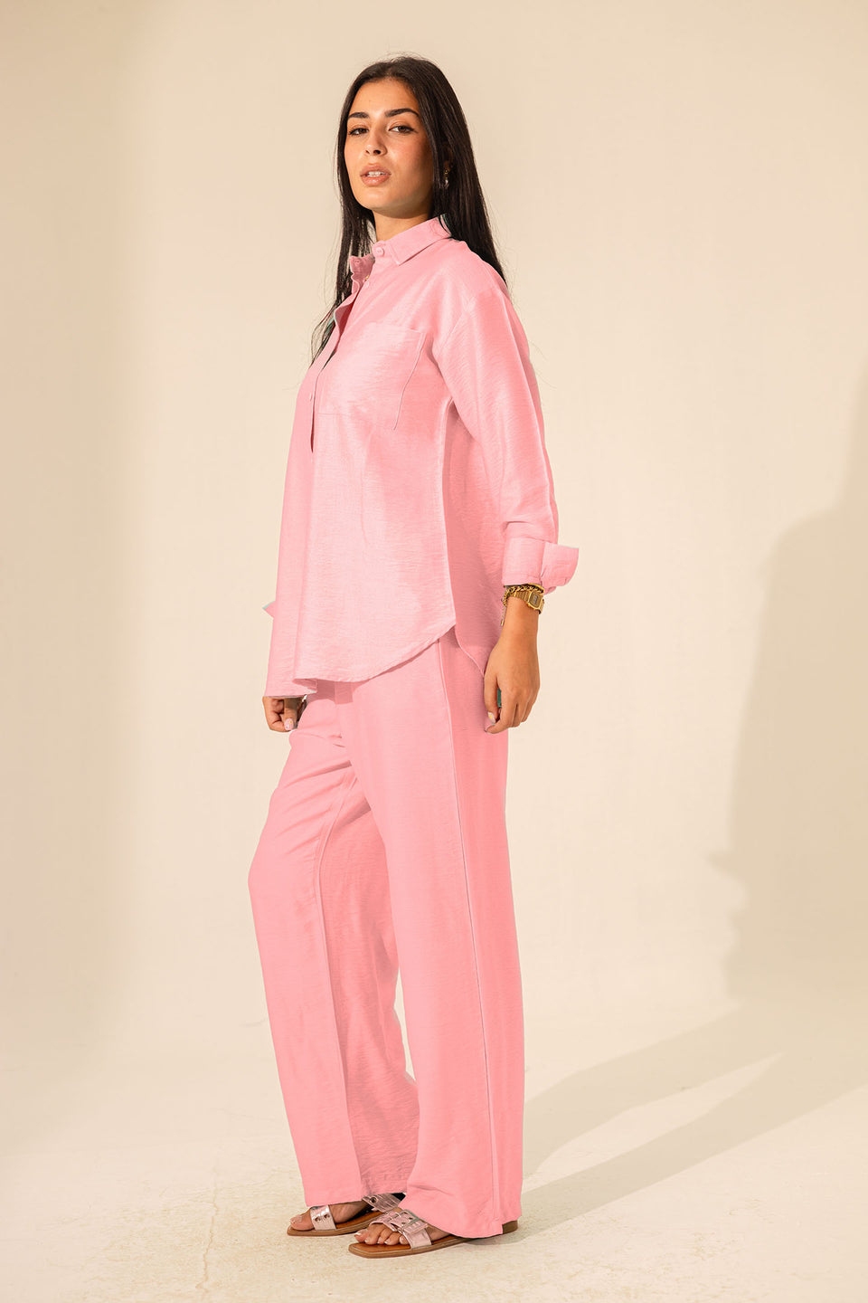 Pink Summer Linen Shirt