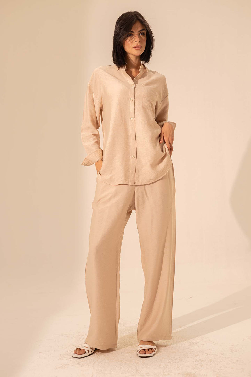 Beige Summer Linen Pants
