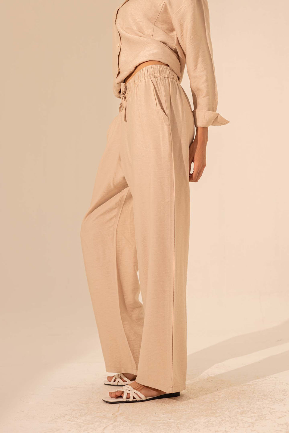 Beige Summer Linen Pants